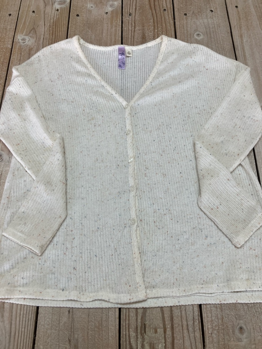 Alya Cream Speckled Button-Front Cardigan